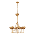 Chandelier — Curved Petal Shades & Brass Frame for Dining Room