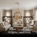 Chandelier — Curved Petal Shades & Brass Frame for Dining Room