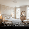 Chandelier — Curved Petal Shades & Brass Frame for Dining Room
