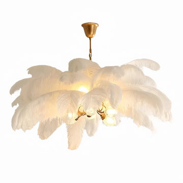 Morandia Art Deco Pendant Light — 8-Color Brass/Feather for Luxury Bedroom/Dining Room