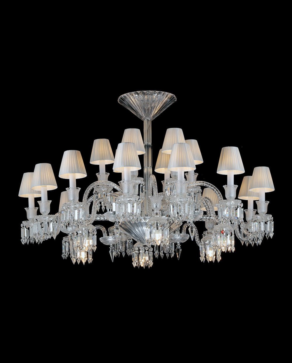 24 Lights Crystal Chandelier with Lampshades - Joyfuzzy