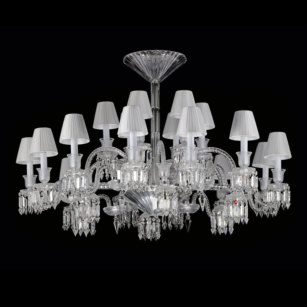 24 Lights Crystal Chandelier with Lampshades - Joyfuzzy