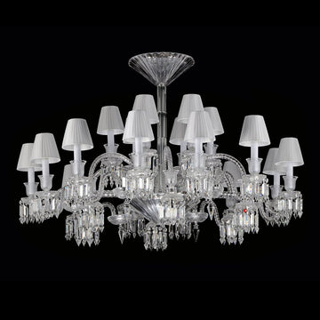 24 Lights Crystal Chandelier with Lampshades - Joyfuzzy