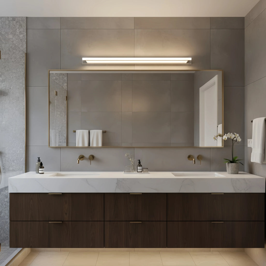 Vanity Light for Bathroom – White Acrylic & Metal Fixture