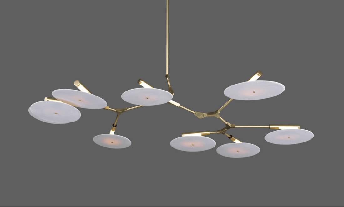9 - light Branching Disc Flush mount - Brushed Brass / Porcelain - Joyfuzzy