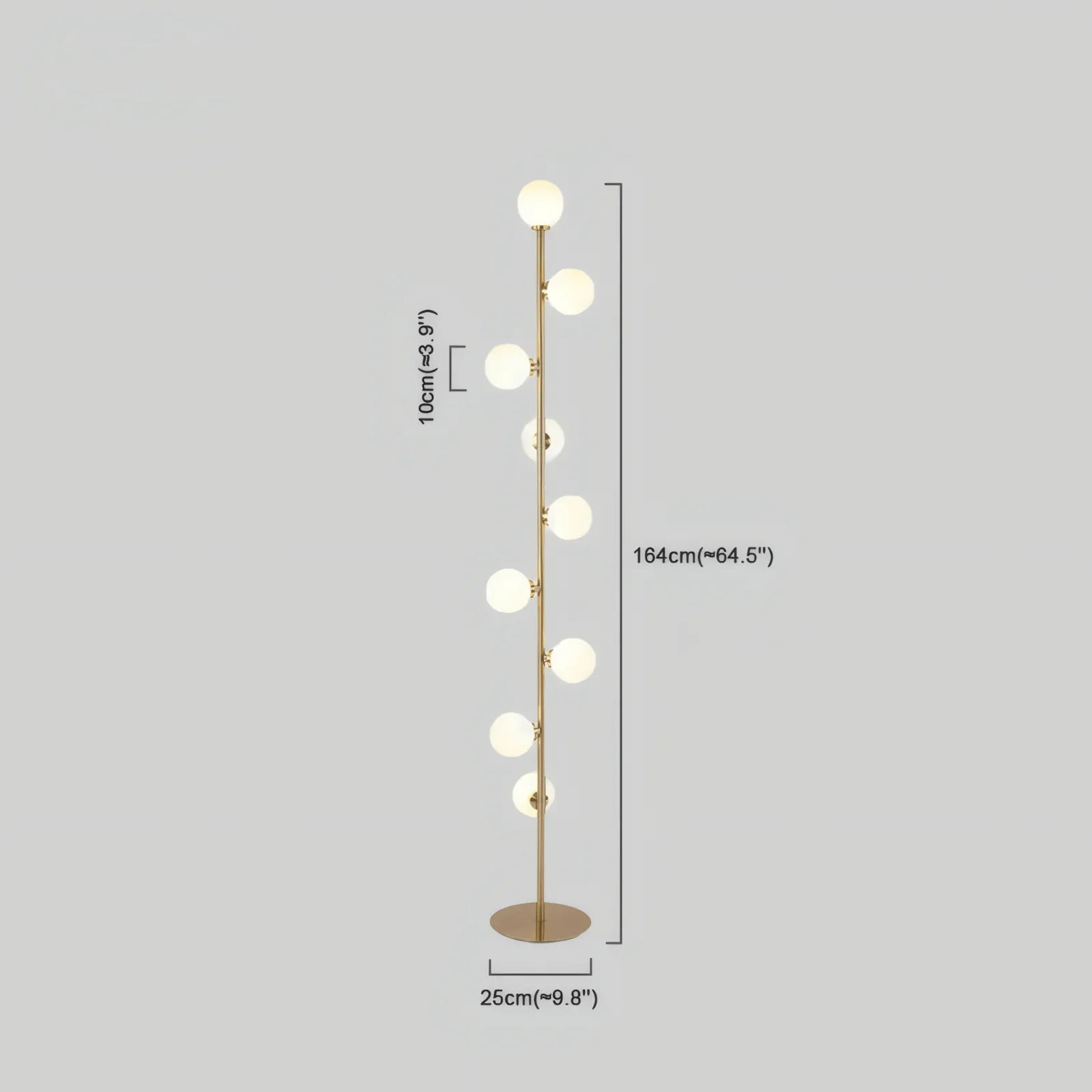 Floor Lamp – Slim Design with Glass Globe Dimensions