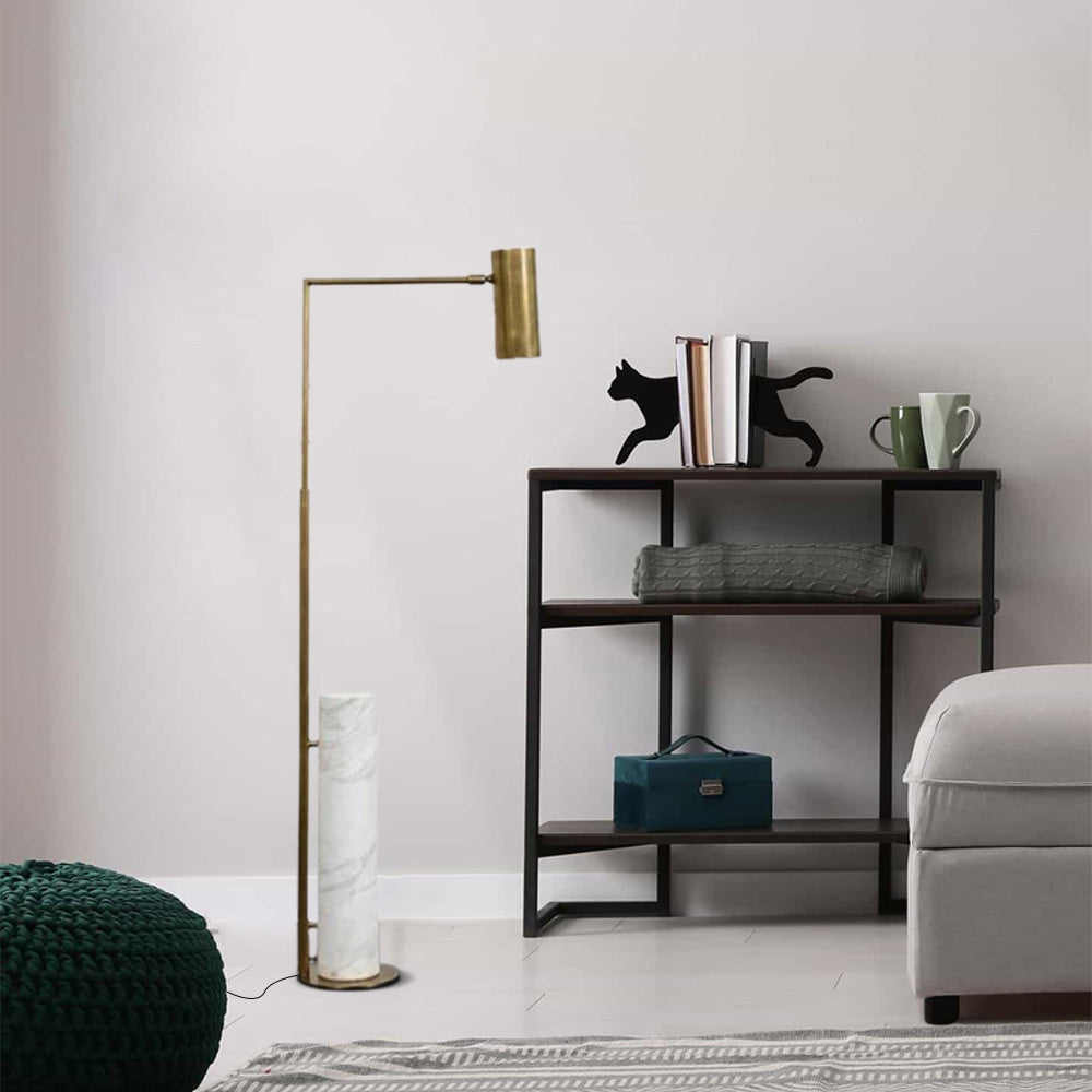 Floor Lamp – Metal & Marble Cylindrical for Bedroom