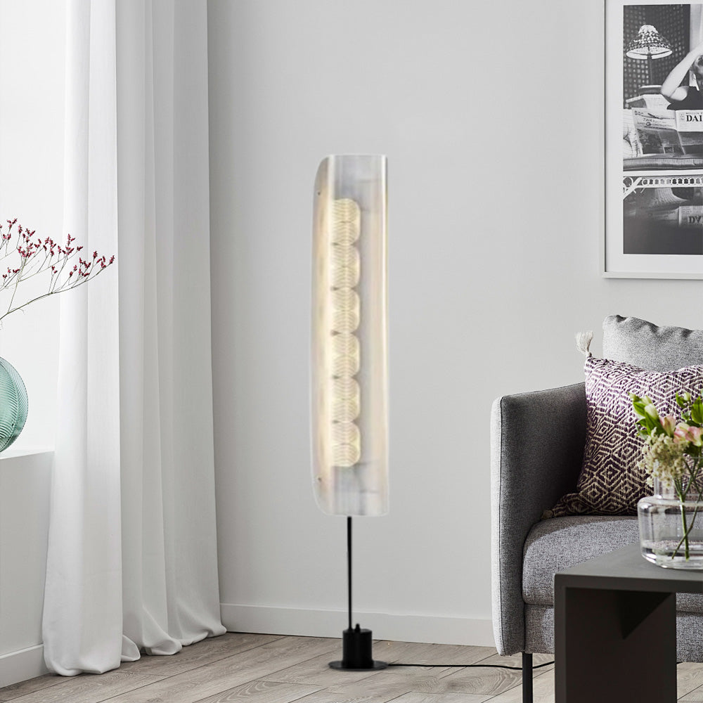 Floor Lamp – Cylindrical Metal & Acrylic for Bedroom