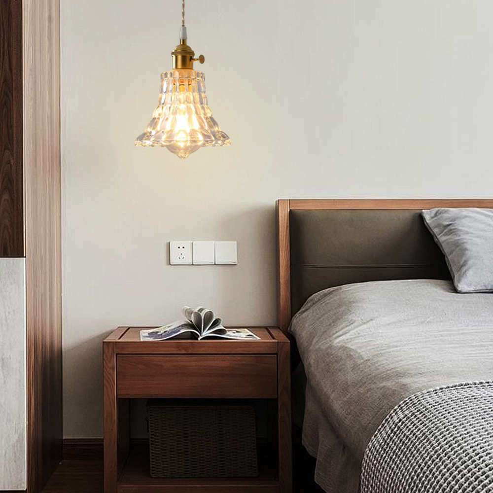 Pendant Light – Clear Blown Glass with Brass Finish for Bedroom