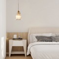 Art Deco Pendant Light – Clear Blown Glass with Brass Finish Bedroom