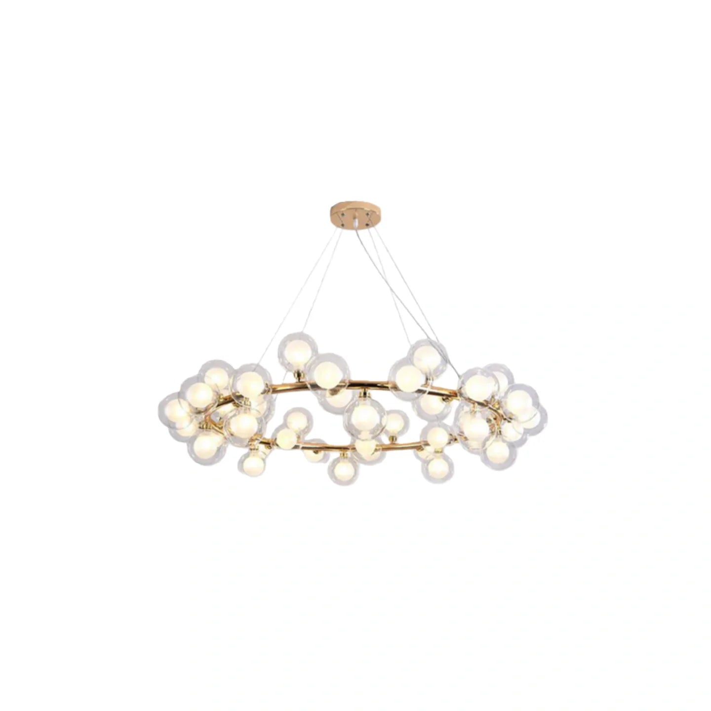 Chandelier - Metal Ring & Glass Bubble Design for Living Room