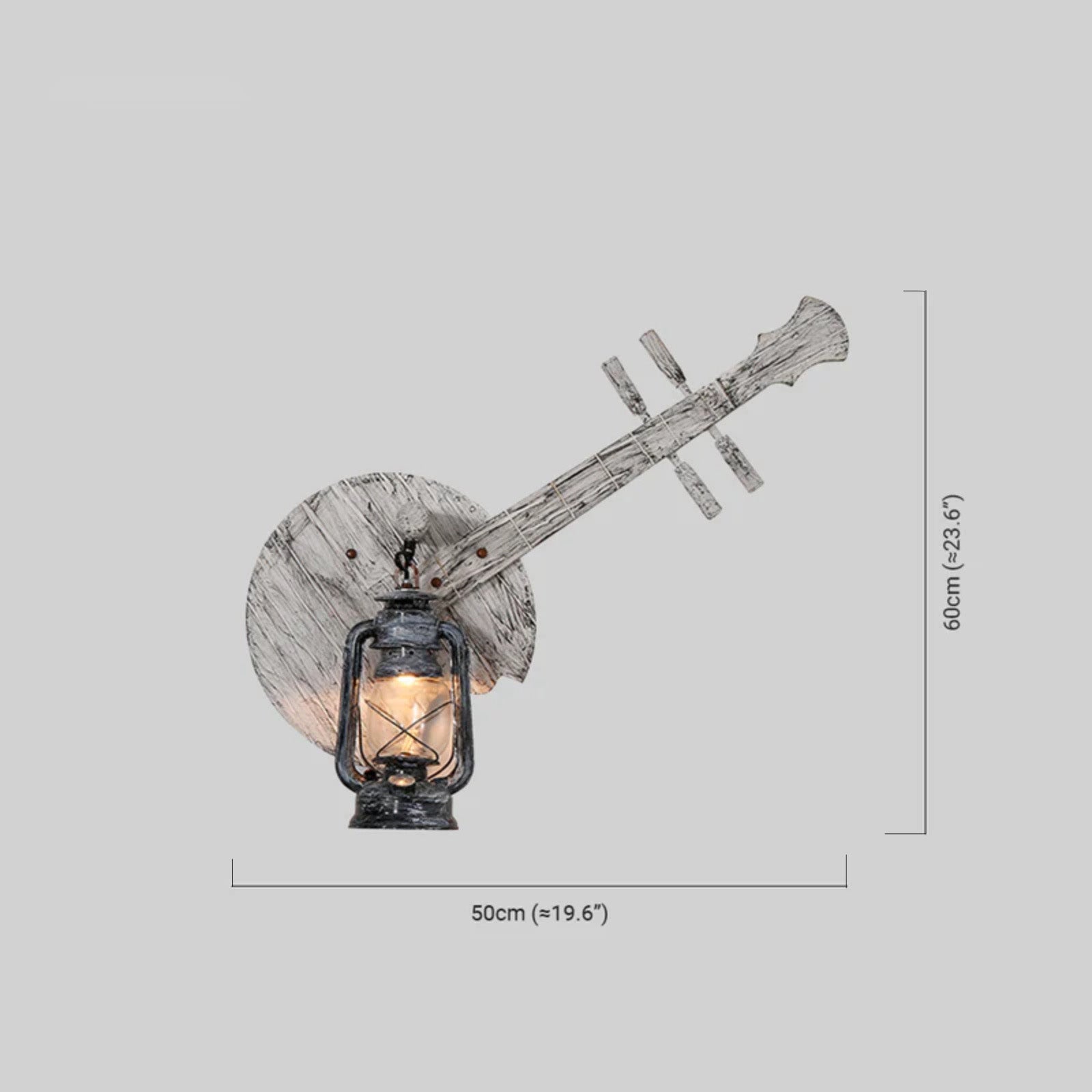 Lantern Wall Lamp — Black Metal & Wood Dimensions