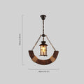 Vintage Lantern Pendant Light — Black Metal & Burlywood