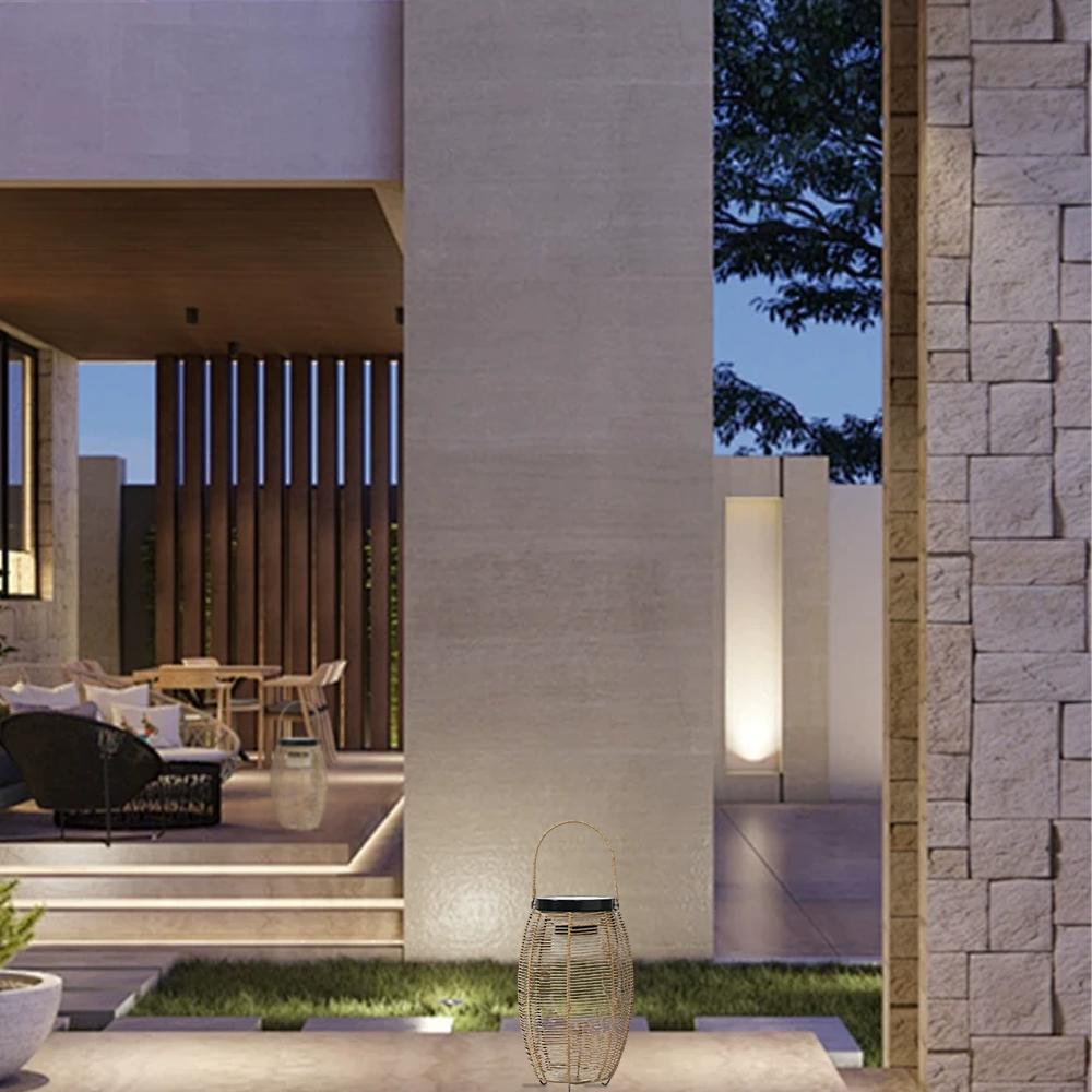 Farmhouse Floor Lamp -Metal/Rattan