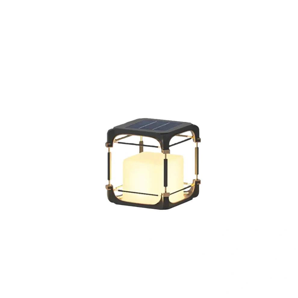Modern Square Outdoor Floor Lamp — Black Metal