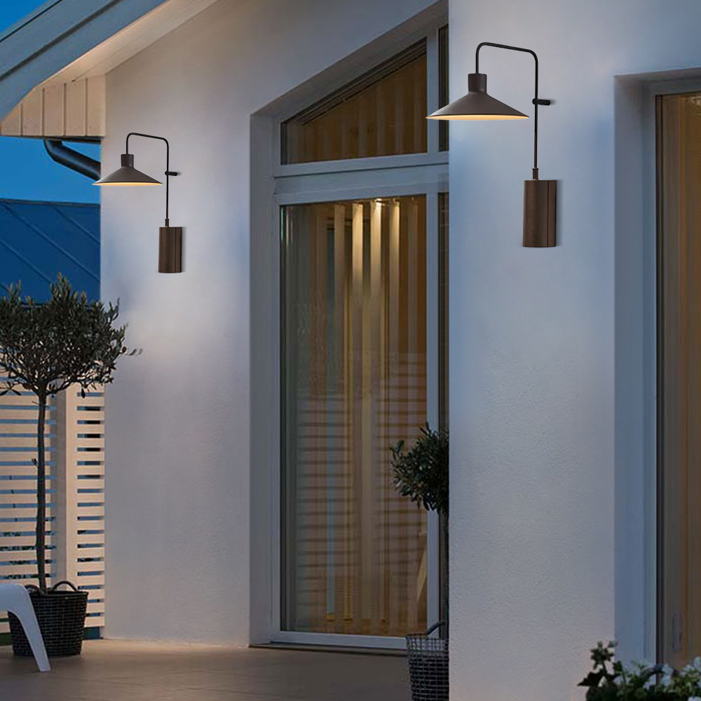 Industrial Metal Outdoor Wall Lamp - Dark Coffee