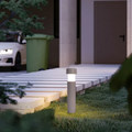 Modern Outdoor Floor Lamp - Gray Metal & Cement Cylindrical