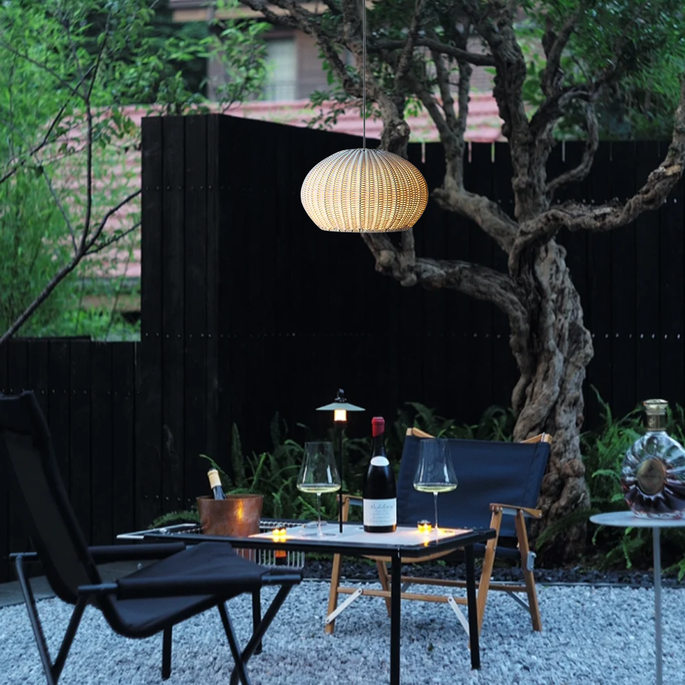 Farmhouse Coffee/Beige Outdoor Pendant Light