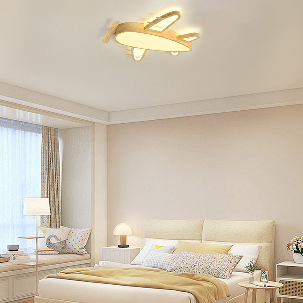 Designer Wood Ceiling Light - Wood & Acrylic Plane Bdroom
