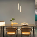 Pendant Light — Natural Wood & Stone Cylinder for Dining Room