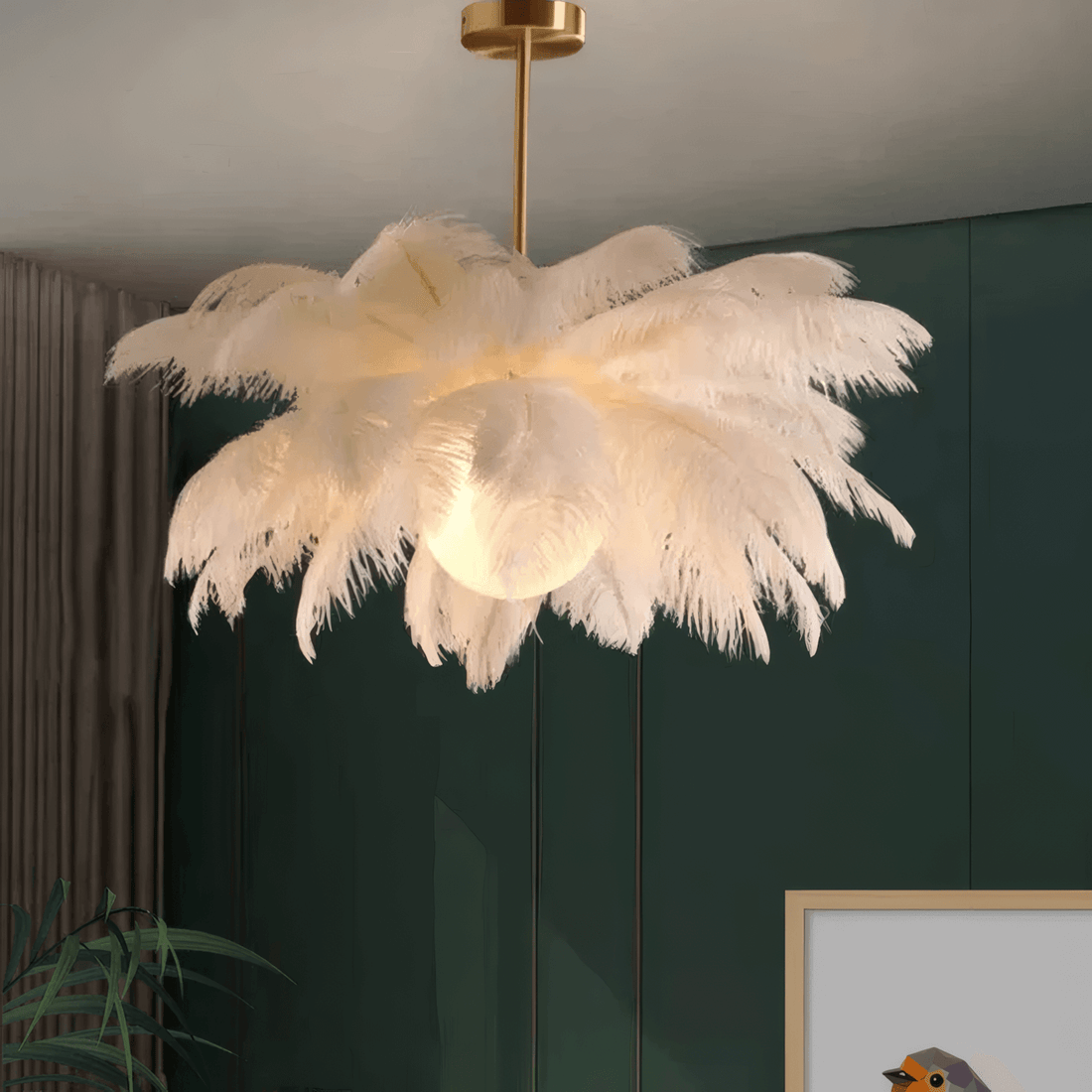 Art Deco Feather Pendant Light Living Room