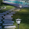Retro Outdoor Floor Lamp - Black Metal & Acrylic Irregular Design for Path