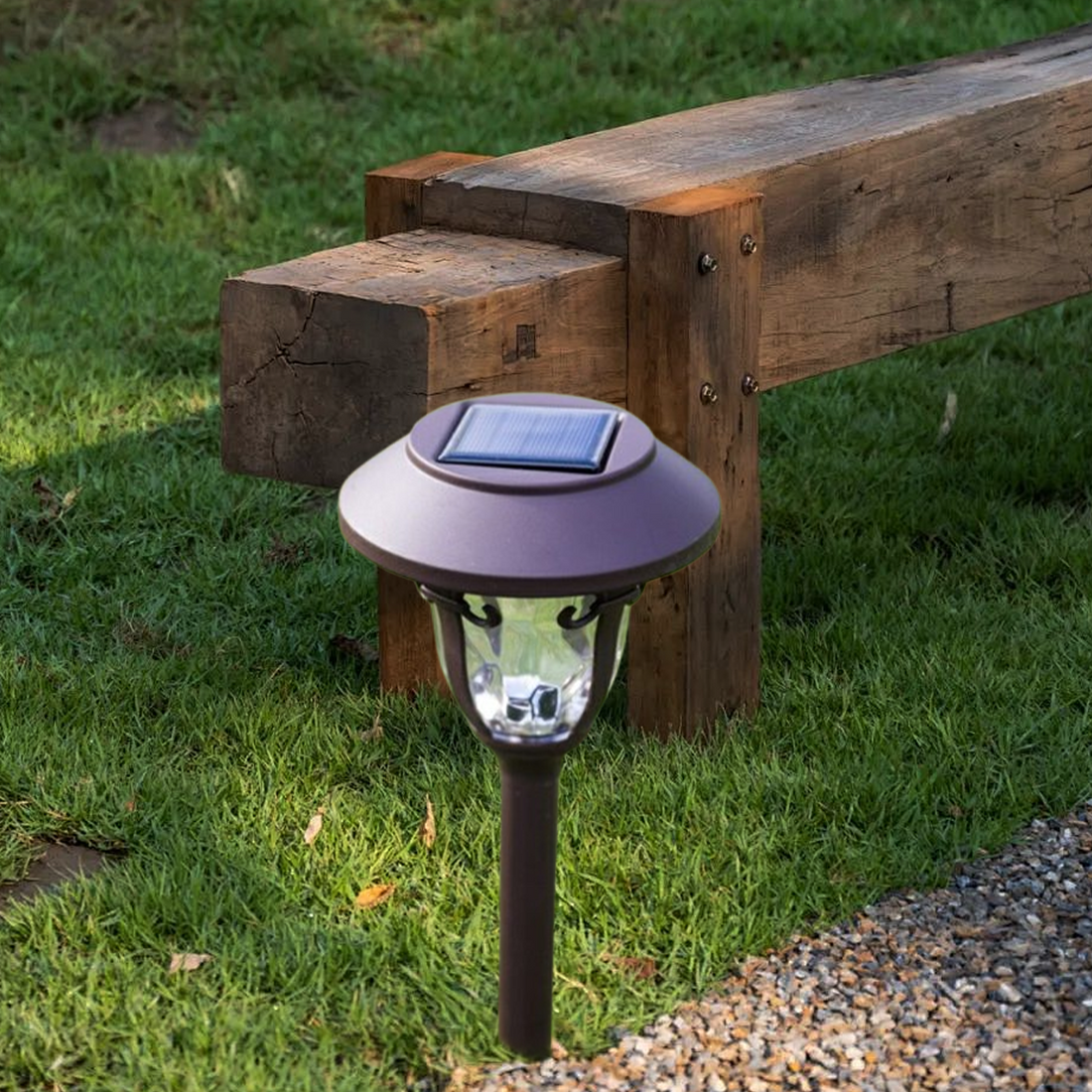 Industrial Bowl-Shaped Solar Pathway Light – Coffee Metal