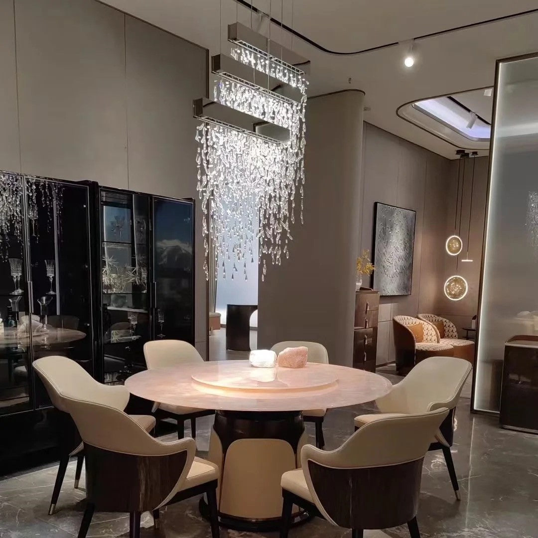 Modern Waterfall Tassel Crystal Chandelier for Dining & Kitchen