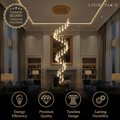 Indra Luxury Crystal Drop Chandelier with Spiral Design