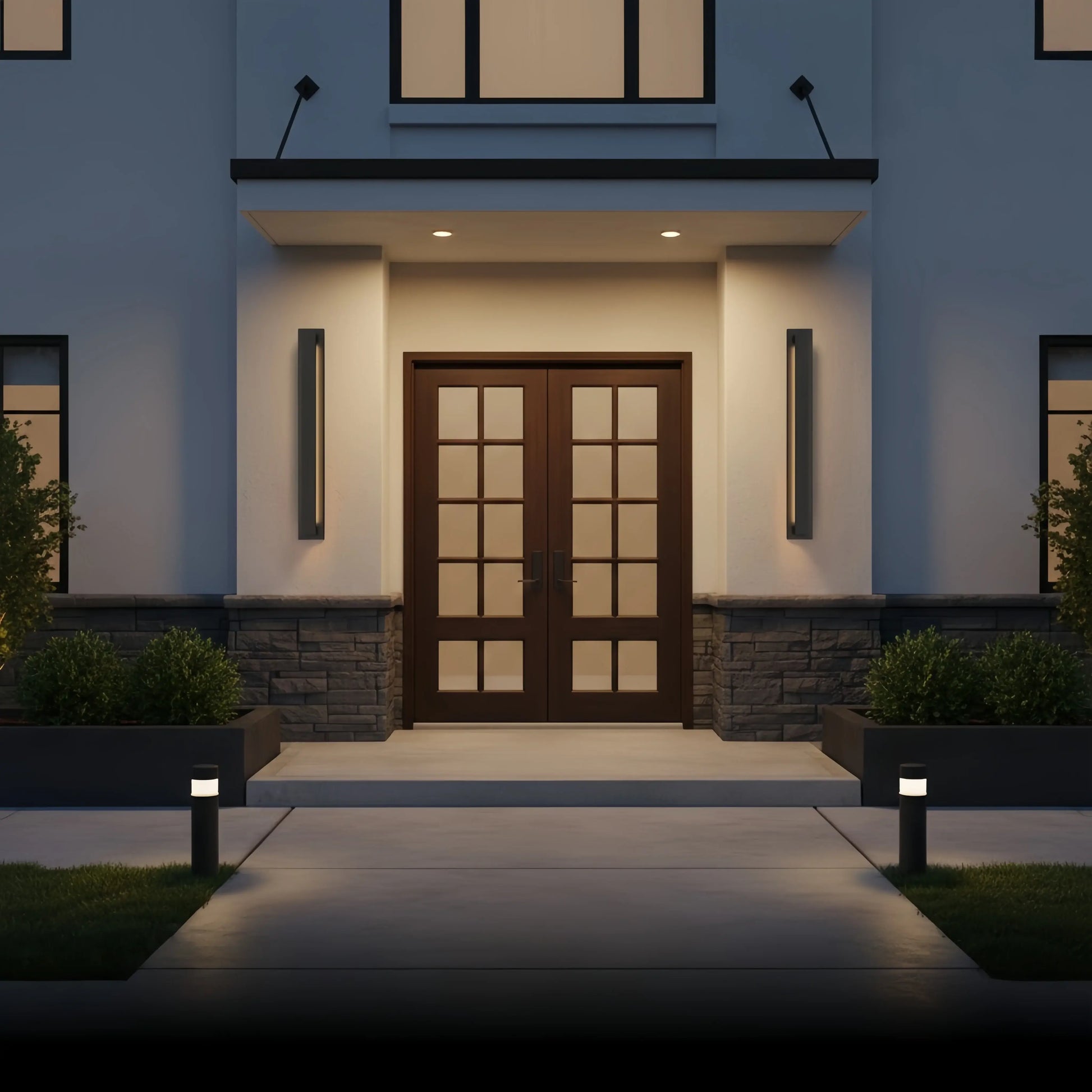 Modern Black Outdoor Wall Light with Vertical COB LED, Waterproof Exterior Sconce for Entryway & Patio