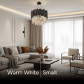 Modern Crystal Chandelier – Black Frame Sparkling Focal Point for Dining/Living Room