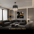 Modern Crystal Chandelier – Black Frame Sparkling Focal Point for Dining/Living Room