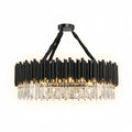 Excelis Modern Crystal Chandelier – Black Frame Sparkling Focal Point for Dining/Living Room