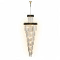 Excelis Luxury Cone Crystal Chandelier – Black Onyx Gold Large Dimmable for Foyer/Grand Hall