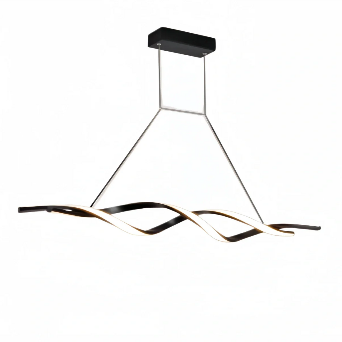 Arcato Modern Wave Design Pendant – Matte Black LED for Dining Room/Kitchen Island
