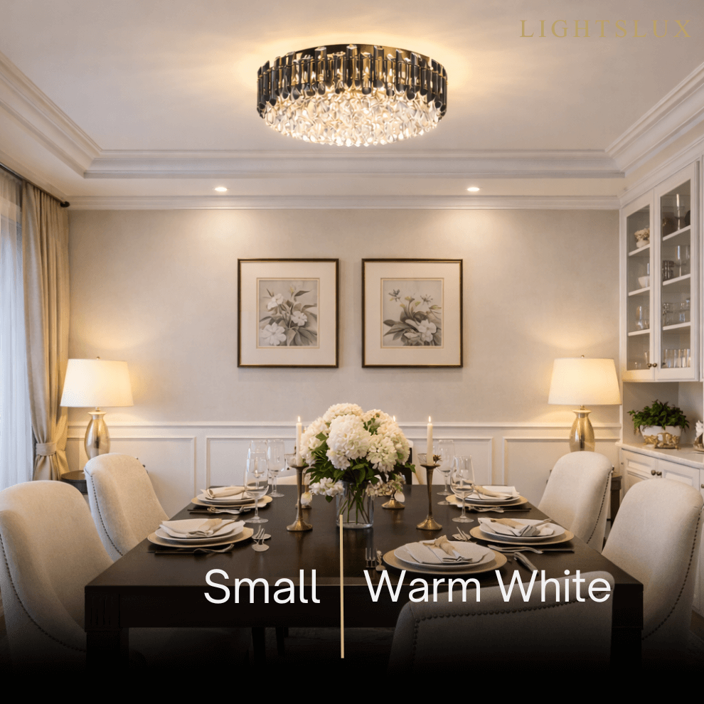 Luxury Crystal Flush Mount Chandelier – Smoky/Clear Dimmable for Living Room