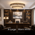 Luxury Crystal Flush Mount Chandelier – Smoky/Clear Dimmable for Living Room