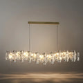 Luxury Crystal Pendant – Gold & Smoky Grey with Clear Crystals for Dining Room