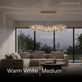 Luxury Crystal Pendant – Gold & Smoky Grey with Clear Crystals for Dining Room