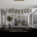 Luxury Crystal Pendant – Gold & Smoky Grey with Clear Crystals for Dining Room