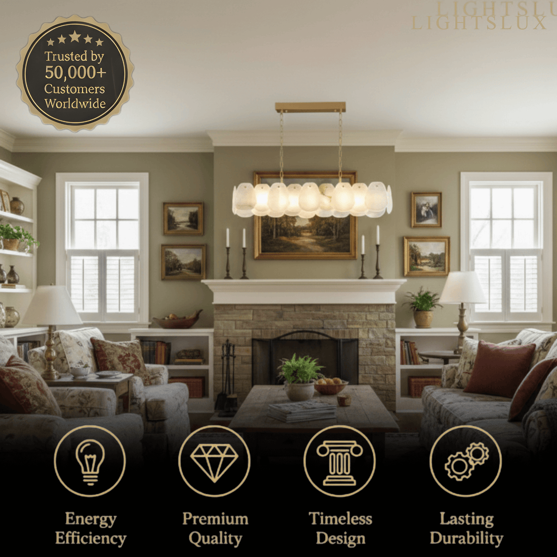 Excelis Alabaster Petal Pendant Light – Solid Brass Frame Brushed Gold Finish Kitchen island