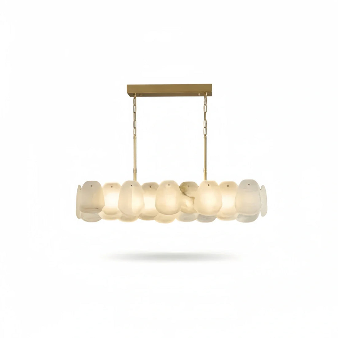 Excelis Alabaster Petal Pendant Light – Solid Brass Frame Brushed Gold Finish Kitchen island