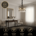 Excelis Alabaster Petal Pendant Light – Solid Brass Frame Brushed Gold Dining Room