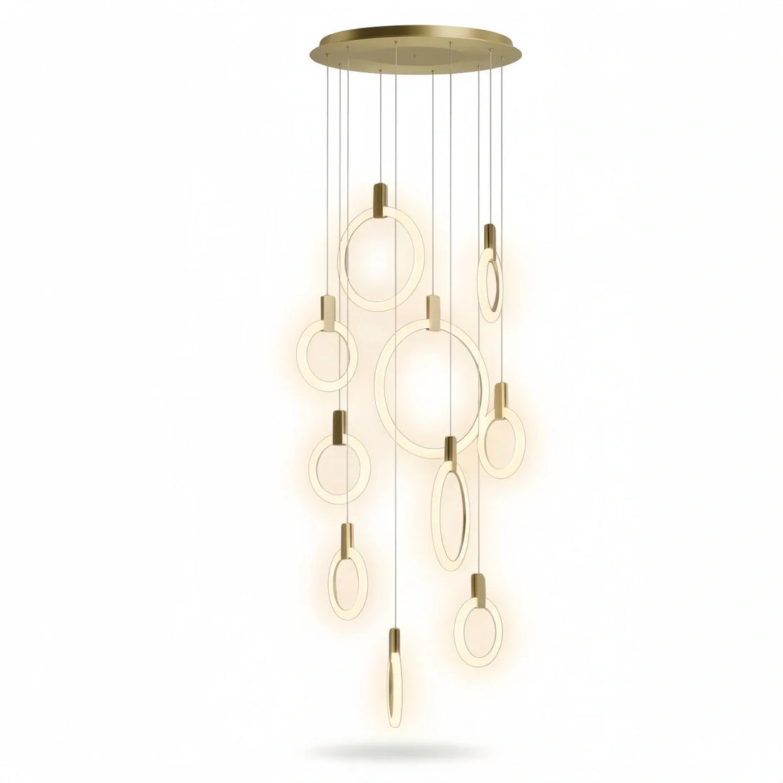 Excelis Luxury Layered Ring Chandelier – Concentric Design for Staircase & Living Room
