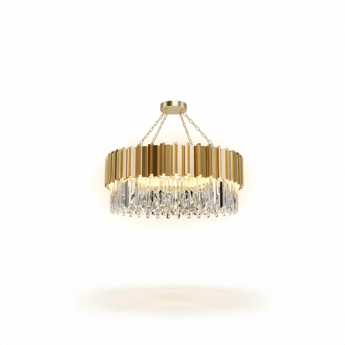 Excelis Royal Gold Crystal Chandelier – Tiered Metal with Sparkling Crystals