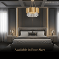 Royal Gold Crystal Chandelier – Tiered Metal with Sparkling Crystals