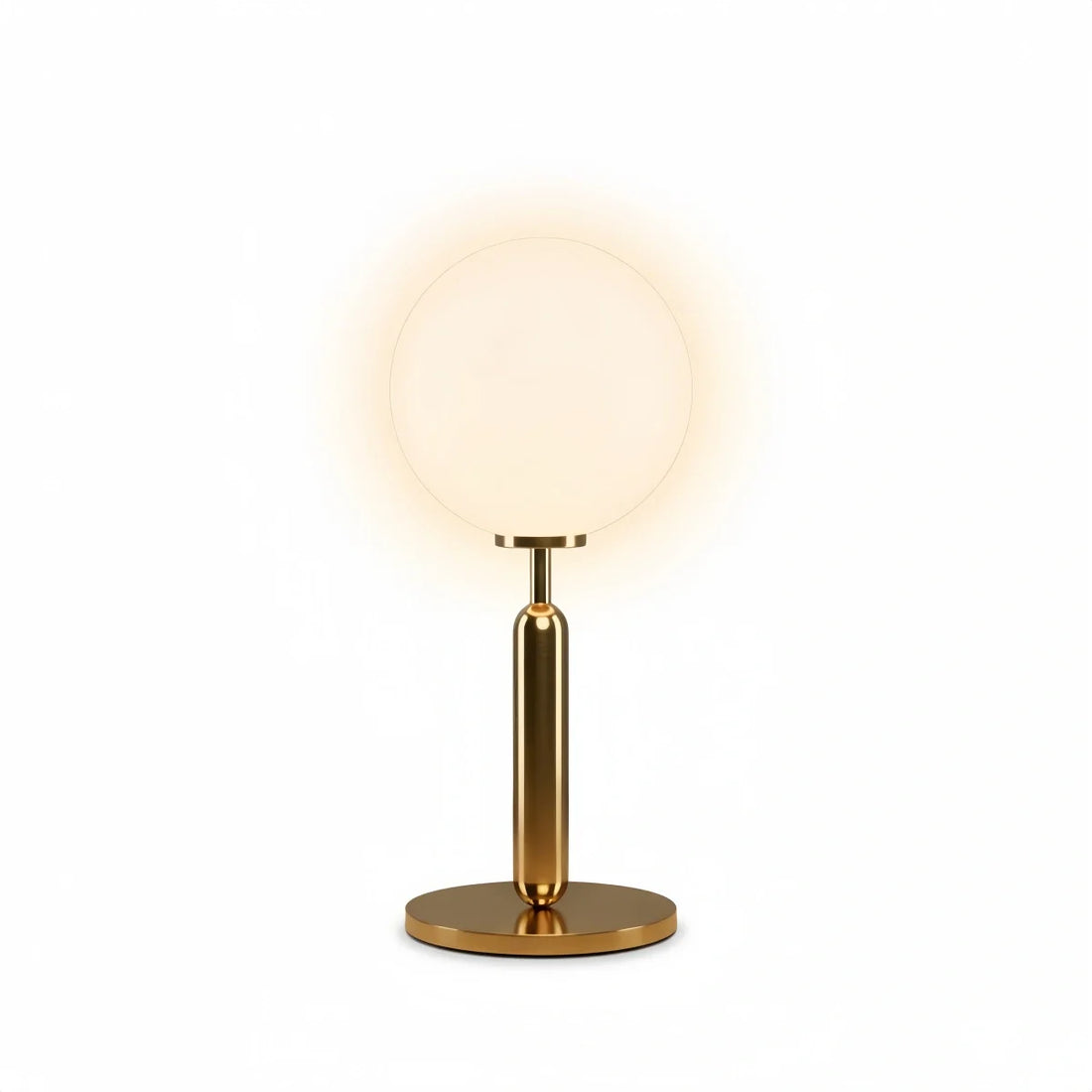 Modern Solid Brass Table Lamp – Brushed Gold with Clear Glass Shade for Bedroom