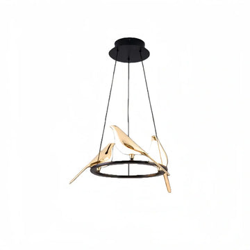 Modern Bird Chandelier – Gold Acrylic Magpie Design for Contemporary Luxury Interiors