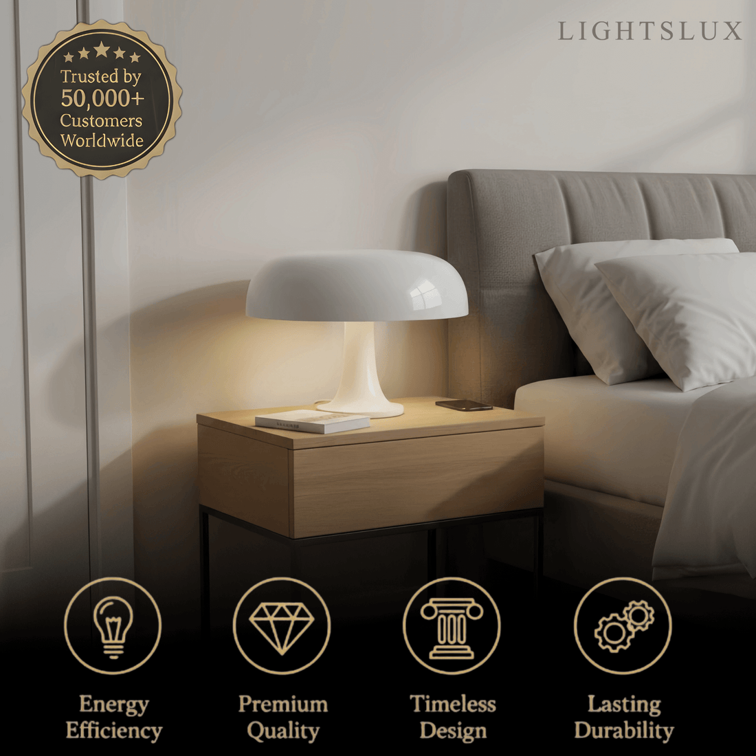 Mahara Mid-Century Modern Mushroom Table Lamp — ABS Plastic Iconic Design