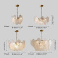 Chandelier — Rippled Wavy Glass Panels & Iron Frame for Living Room